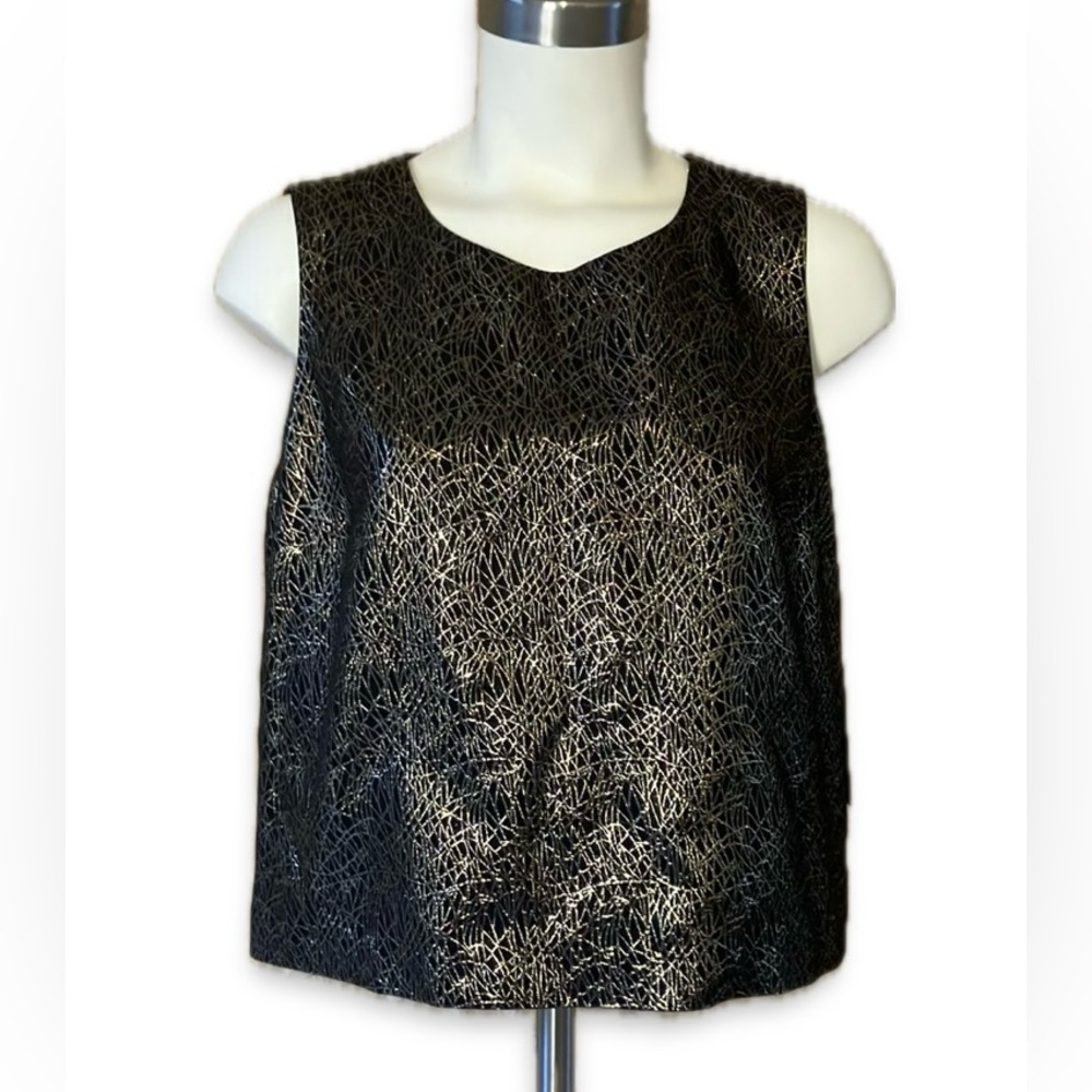 Vince Camuto Golden Era Gold & Black Sleeveless Top size M NWT
